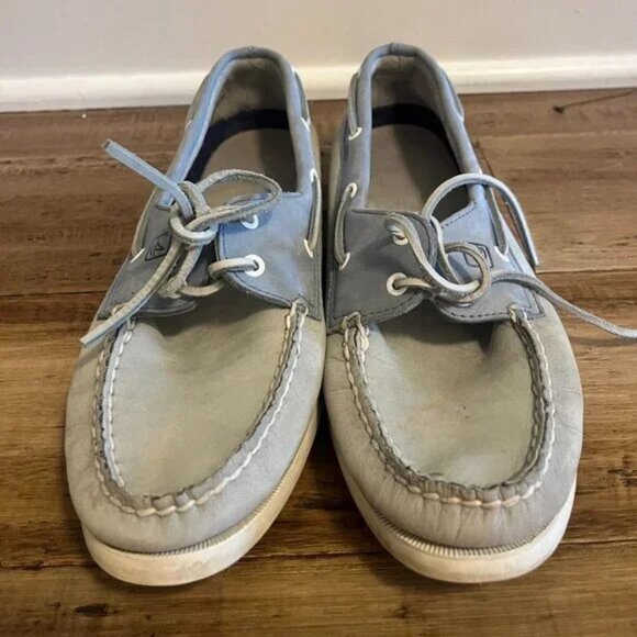 Sperry Light Blue and Gray Boat Shoes - Picture 1 of 4